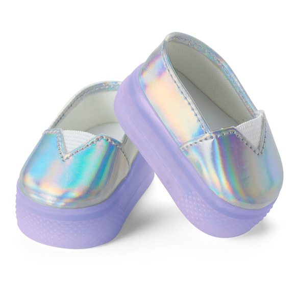 American Girl Doll Holographic Iridescent SHOES Rainbow Colors Purple Platform - Picture 7 of 7